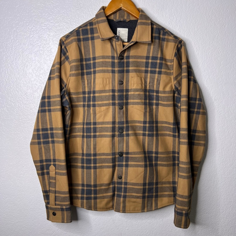 Vuori Plaid Coastside Shirt Jacket Brown Fleece Lined Shacket Mens Small V246 - Picture 2 of 7